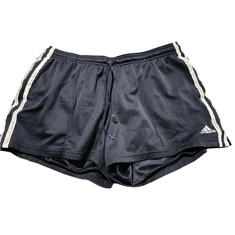 adidas navy Running Shorts with White Side Stripes